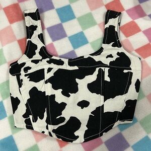 Black n’ White Cow Printed Crop Top 🐄🤠✨